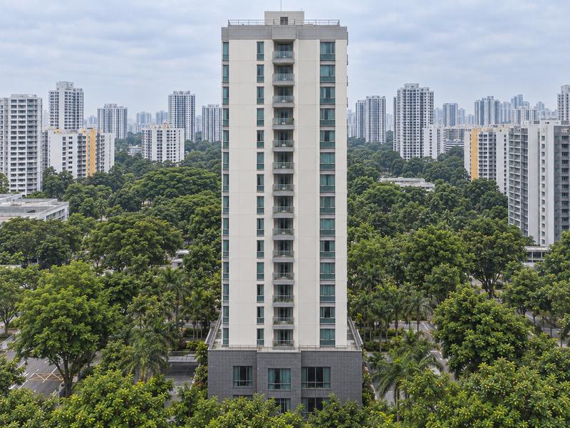 Meridian Court west elevation, full height (sample project)